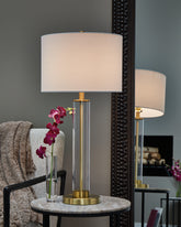 Bay Furniture Gallery - Ashley Furniture - Orenman Lighting - Glass Table Lamp (Set of 2) / Clear/Brass Finish - L431584